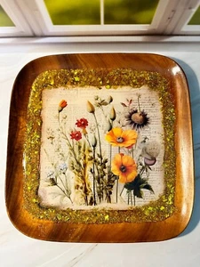 Wood and Resin Tray - Set of 3 - Picture 1 of 13