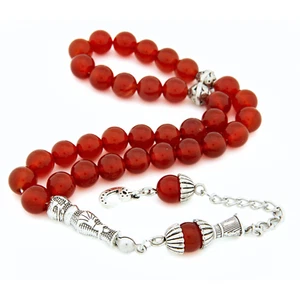 Roter Achat Edelstein 33 Perlen Islamische Gebetsperlen Misbaha Tesbih Geschenk 125026 - Bild 1 von 13