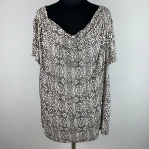 Michael Michael Kors Womens 3X Plus Size Animal Print Cowl Neck Top Lyocell JU - Picture 1 of 8