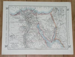 1921 ANTIQUE MAP OF EGYPT SINAI PENINSULA GAZA STRIP / MOROCCO SPANISH AFRICA - Picture 1 of 11