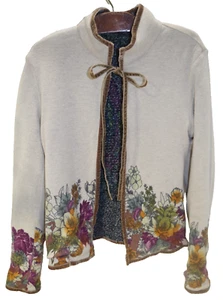 WW - ETRO Chenille Wolle Cardigan Pullover Reverses to Floral Knit ITALY Large - Bild 1 von 17