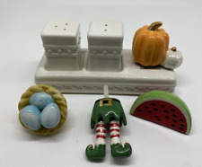 Nora Fleming Salt & Pepper Shaker Set with Tray and 4 Super Cute Minis