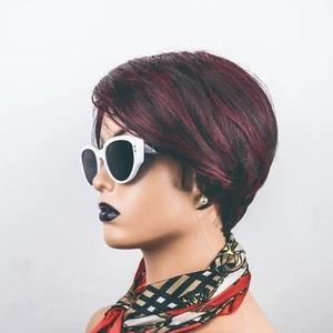 Peluca sintética realista corta lacta cabello esponjoso para mujer negra roja flotante - Imagen 1 de 9