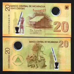 Nicaragua 20 Cordoba P-202 2007 UNC POLYMER Nicaraguan DANCE World Currency NOTE - Picture 1 of 7