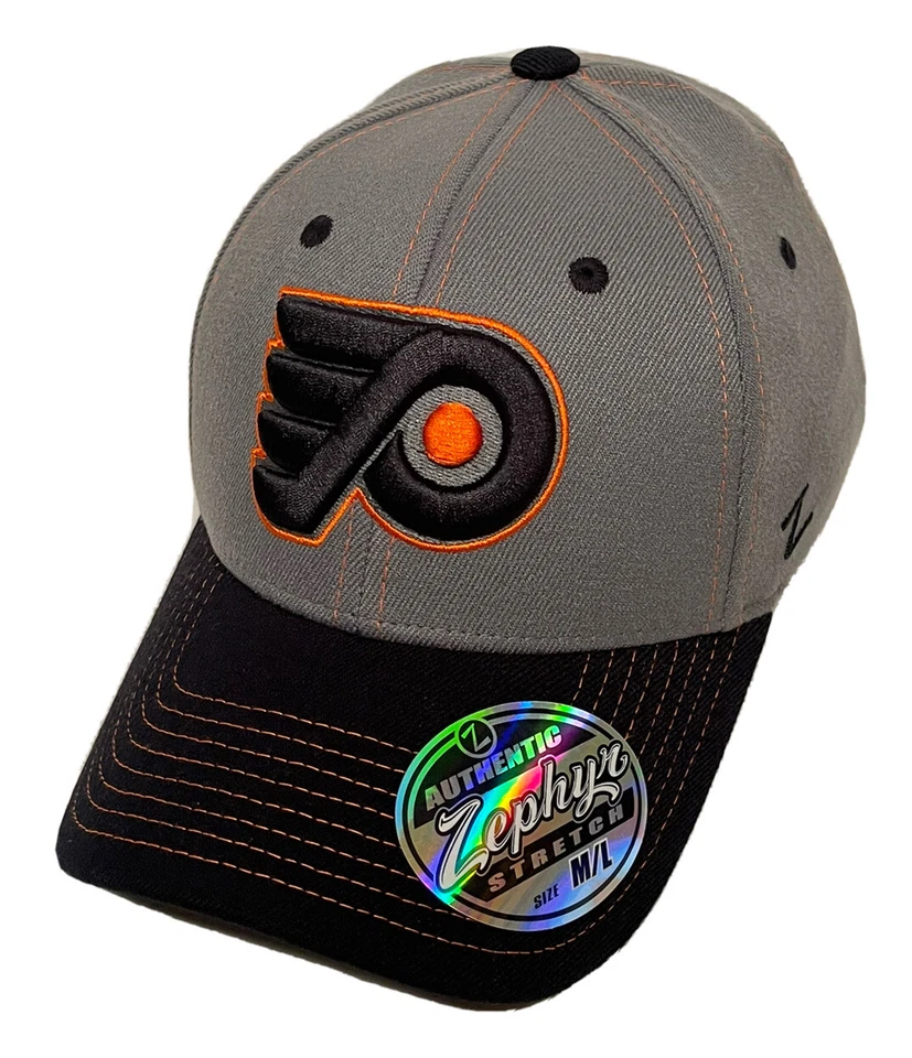 Zephyr NHL Philadelphia Flyers RARE "ZH" Curved Bill Stretch Fit Hat BRAND NWT - Image 1 of 4