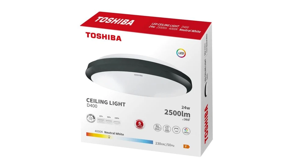 TOSHIBA LED CEILING 40 24W 4000K 3BRIGHT (B) - Image 1 of 1