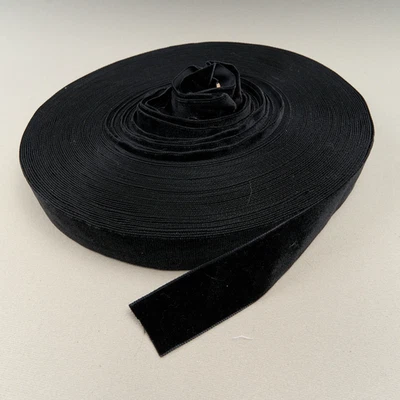 Vintage Black Velvet Ribbon 1.5" Wide Nylon 43 Yards Made in England - Image 1 of 4