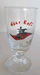 Vintage Witch on Magic Carpet Kafi Coffee Schnapps Drinking Glass - Swiss German - Picture 1 of 7