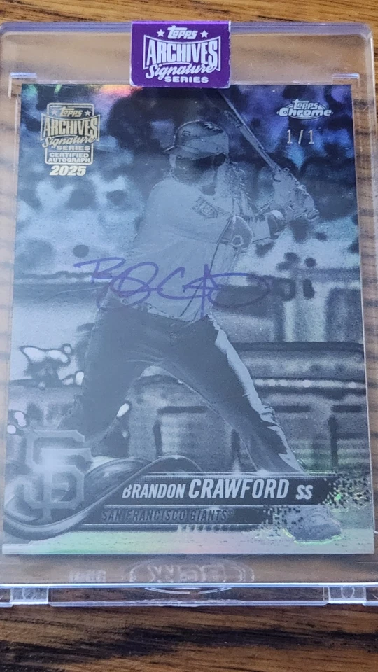 Rare Brandon Crawford 1/1 auto 2025 Topps Archives Series Negative Refractor  - Image 1 of 1