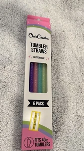 Neu CharCharms Glitzer Strohhalme für 30 Unzen Becher Packung mit 6 Strohhalmen Neu mit Etikett - Bild 1 von 2