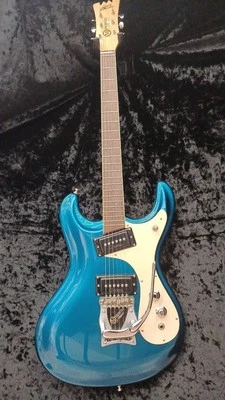 Guitarra eléctrica Mosrite Custom Shop 65 Semie Moseley Custom Brew azul metálico EE. UU. 2017 Foto 1 de 4