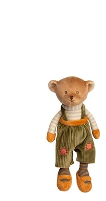 Bukowski Teddybär Baby Mavi in grüner Latzhose 15 cm Plüschteddy Kuscheltier
