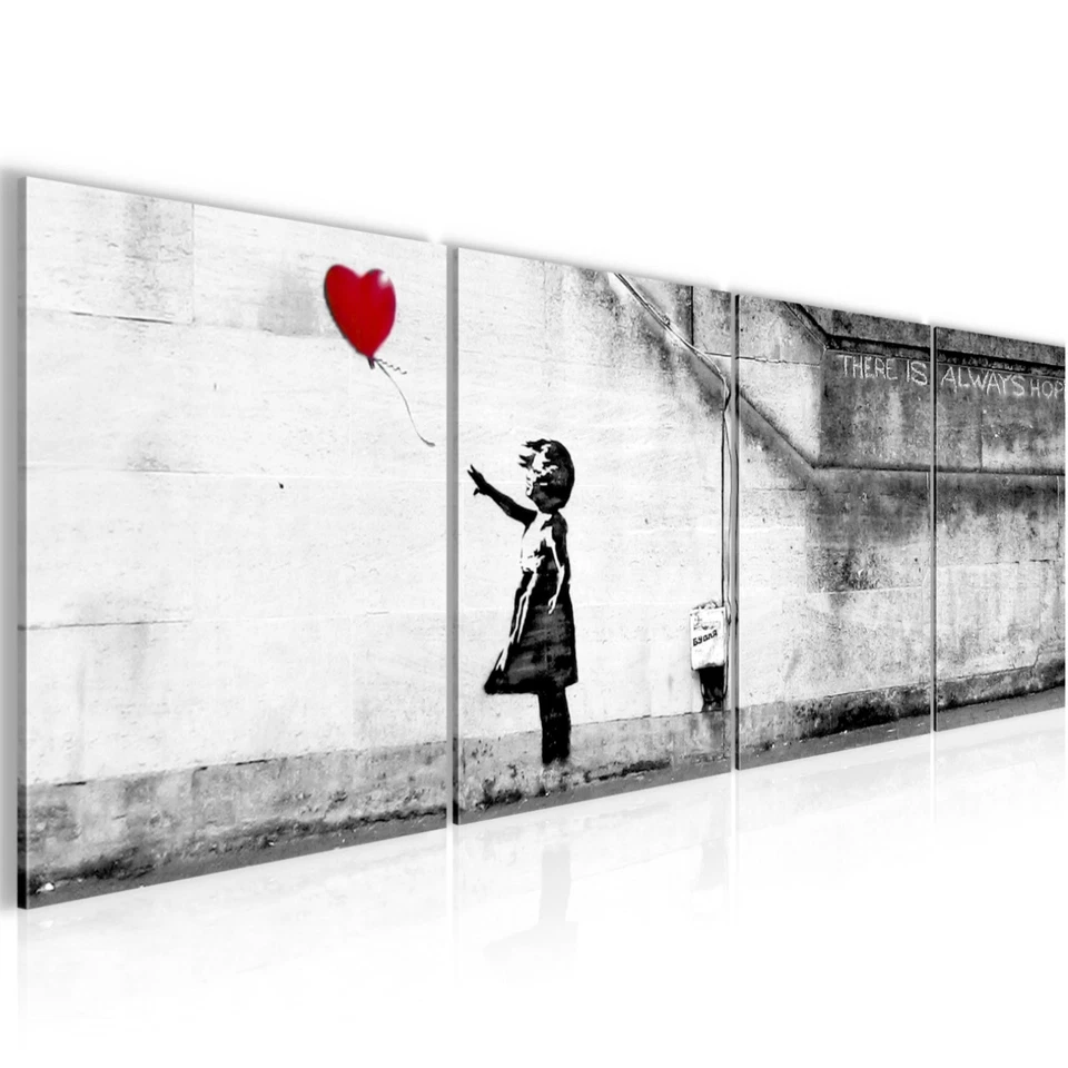 Bilder Set Modern Banksy Ballon Girl Wandbilder Wohnzimmer XXL Bild 160x50 cm - Bild 1 von 1