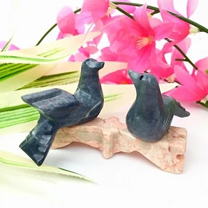 Vintage Hand Carved Onyx Stone Birds on a Branch Figurine - Picture 1 of 5