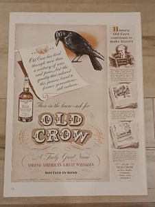 1942 Vintage Print Ad Old Crow Whiskey WW2 10-1/2"x14" - Picture 1 of 1