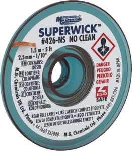 MG Chemicals 426-NS (#4) 5 Fuß Länge von 0,100 Zoll (2,5 mm) No-Clean Lötdocht - Bild 1 von 1