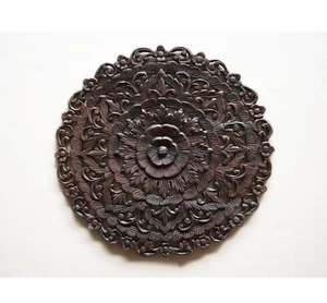 Holz Runde Wandplatte 24 x 24 Zoll, Handgefertigtes Kopfteil, Schnitzerei Wandhalterung - Bild 1 von 4