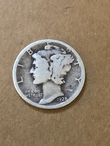 1928-P  Mercury Silver Dime, AG-G Circ. Lot C-41151, "FREE SHIPPING" Cover