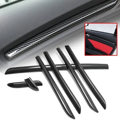 7pcs LHD Carbon Interior Dashboard Door Panel Trim For Audi A3 8V S3 RS3 14-20 - Image 1 of 4