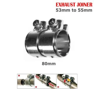 Auspuffrohrverbinder Tischler starke Klemme 53 mm bis 55 mm 80 mm Hülse Reparatur - Bild 1 von 3