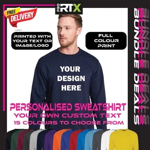 Personalised Custom Printed Sweatshirt stag hen text logo unisex workwear top - Picture 1 of 22