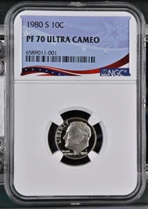 1980-S Proof Roosevelt Dime Ultra Cameo NGC PF 70 - Picture 1 of 2