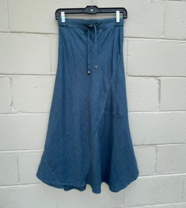 New Teal Blue Mishka Skirt 100% Hemp Midi Length Drawstring NWT Modest sz Large - Picture 1 of 7