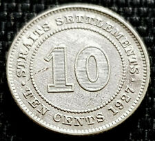 1927 Straits Settlement (King George V)10 Cent Silver coin (+FREE 1 coin) #27050