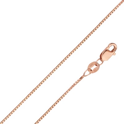 14k Solid Rose Gold 0.8 mm Box Chain Necklace - 16'' to 24'' for men women - Изображение 1 из 3