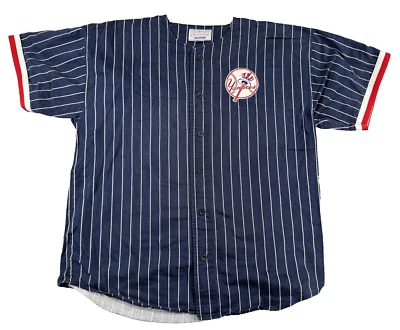 Camiseta De Colección Starter New York Yankees Talla XL A Rayas Logo Grande Abotonada Foto 1 de 4
