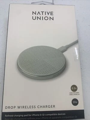 Native Union Drop - Wireless Charger [Qi Certified] 10W Gray with USB-C Cable - Image 1 of 3