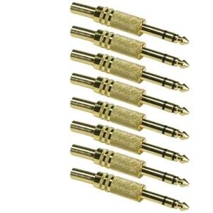 8 Pcs 1/4" 6.35mm Male Plug Connector Stereo Audio Spring Strain Release Gold - Picture 1 of 1