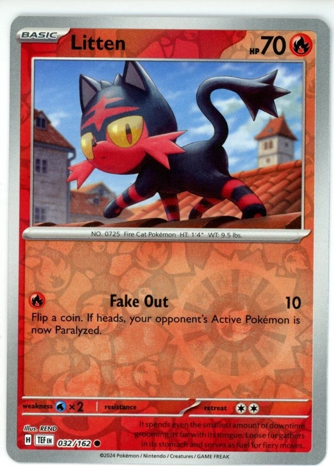 Pokemon TCG Litten 032/162 Sv05: Temporal Forces Reverse Holo - Image 1 of 1