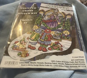 New Joan Elliott Stained Glass Window Stocking Counted Cross Stitch NEW - Picture 1 of 2