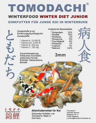 TOMODACHI Koifutter Winterfutter Koi Sinkfutter Tosai JungkoiFutter hochverdaulich 3mm15kg
