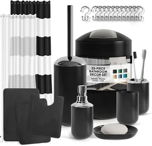 New- Bathroom Set - Black Bathroom Accessories Set, Bathroom Sets wit - Picture 1 of 6