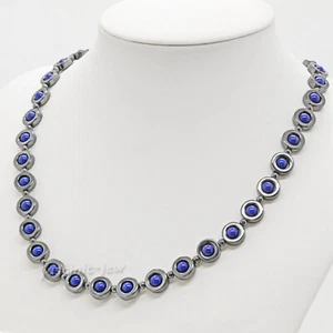 g2837,3 11x6 mm Blau Porzellan Hämatit Perlen Halskette 22 Zoll - Bild 1 von 4