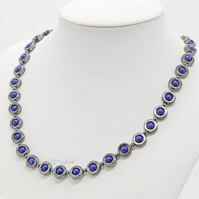 Collar de cuentas de hematita de porcelana azul g2837,3 11x6 mm 22"" Foto 1 de 4