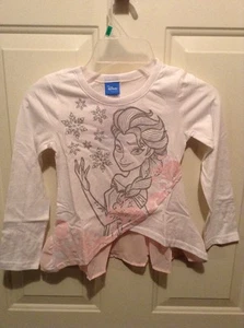 NUEVA Camiseta Disney Frozen Elsa Mangas Largas con Volantes Brillo - Niñas XS o Mediana - Imagen 1 de 4