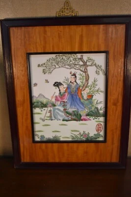 VINTAGE HANDPAINTED PORCELAIN PLAQUE/PICTURE - Image 1 of 4