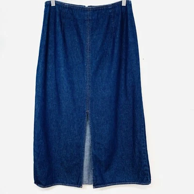 Falda Vaquera Larga Forenza 12 Midi Maxi Abertura Frontal 100% Algodón Azul Cremallera Trasera Boho Foto 1 de 4