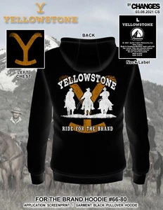 Yellowstone For The Ride Dutton Ranch Logo Horses Western Pullover Hoodie 66-80 - Imagen 1 de 3