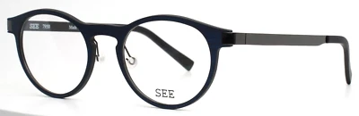 SEE 7950 C10 Navy Mens Oval Full Rim Eyeglasses 49-20-140 B:40 - Image 1 of 4