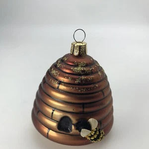 Vintage Repubblica Ceca Arte Vetro Ornamento Fuzzy Bee Miele Pettine Bomboniere - Foto 1 di 7