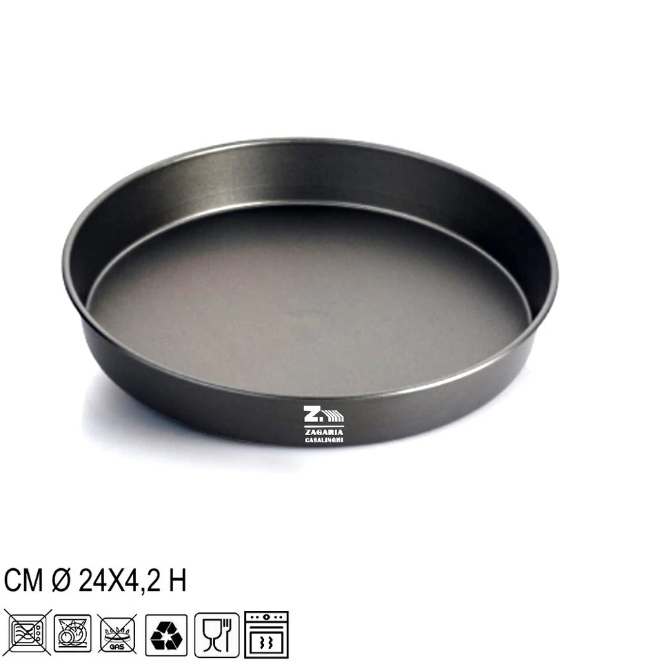 TORTIERA TEGLIA TONDA DIAM. CM 24X4,2 H FORMA TORTA IN ALLUMINIO ANTIADERENTE - Immagine 1 di 1
