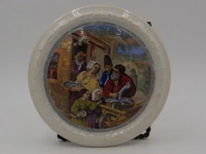 Antique Prattware Pot Lid The Fish Barrow w/Decorative Border - Picture 1 of 3