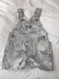 NWT Oshkosh B'Gosh Boy's Denim Bib Shortalls Sz. 9 Months NEW Camouflage - Picture 1 of 2