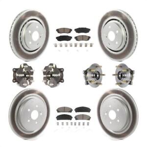 For Lexus RX350 RX450h RX350L Front Rear Hub Bearing Coated Brake Rotor Pads Kit