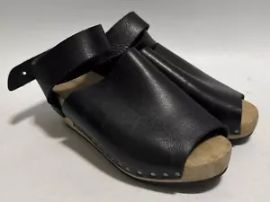 Trippen Orinoco Wood Sole Wedge Clogs 36 Black - Picture 1 of 10
