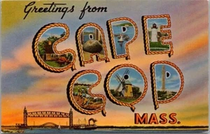 CAPE COD Mass vintage. Carta Postal Grande Multi-Vista / Curteich CROMO AÑOS 50 - Imagen 1 de 2